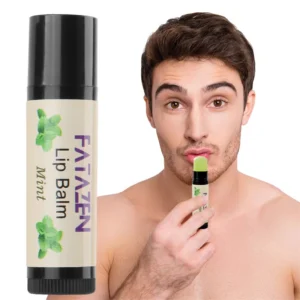FATAZEN Mint Honey Lip Balm shown during a simple lip-care routine