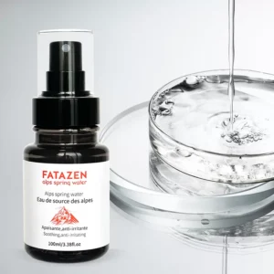 FATAZEN Alps Spring Water Facial Toner bottle beside a clear water texture