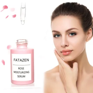 FATAZEN Rose Moisture Facial Serum bottle with soft rose routine styling