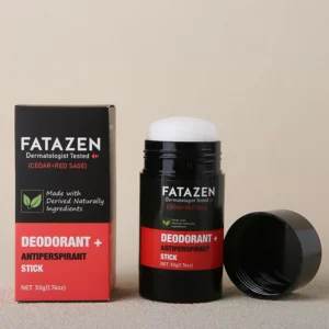 FATAZEN Sage Cedar Body Freshening Stick product and carton display
