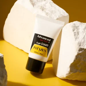 FATAZEN Snail Comfort Eye Cream tube on warm stone display