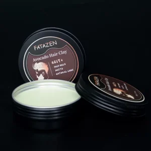 FATAZEN Avocado Hair Clay in black metal tins with pale green clay