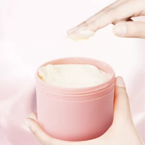 FATAZEN Peach Comfort Body Cream open jar with soft cream texture