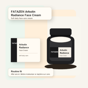 FATAZEN Arbutin Radiance Face Cream jar and box for daily face-care routines
