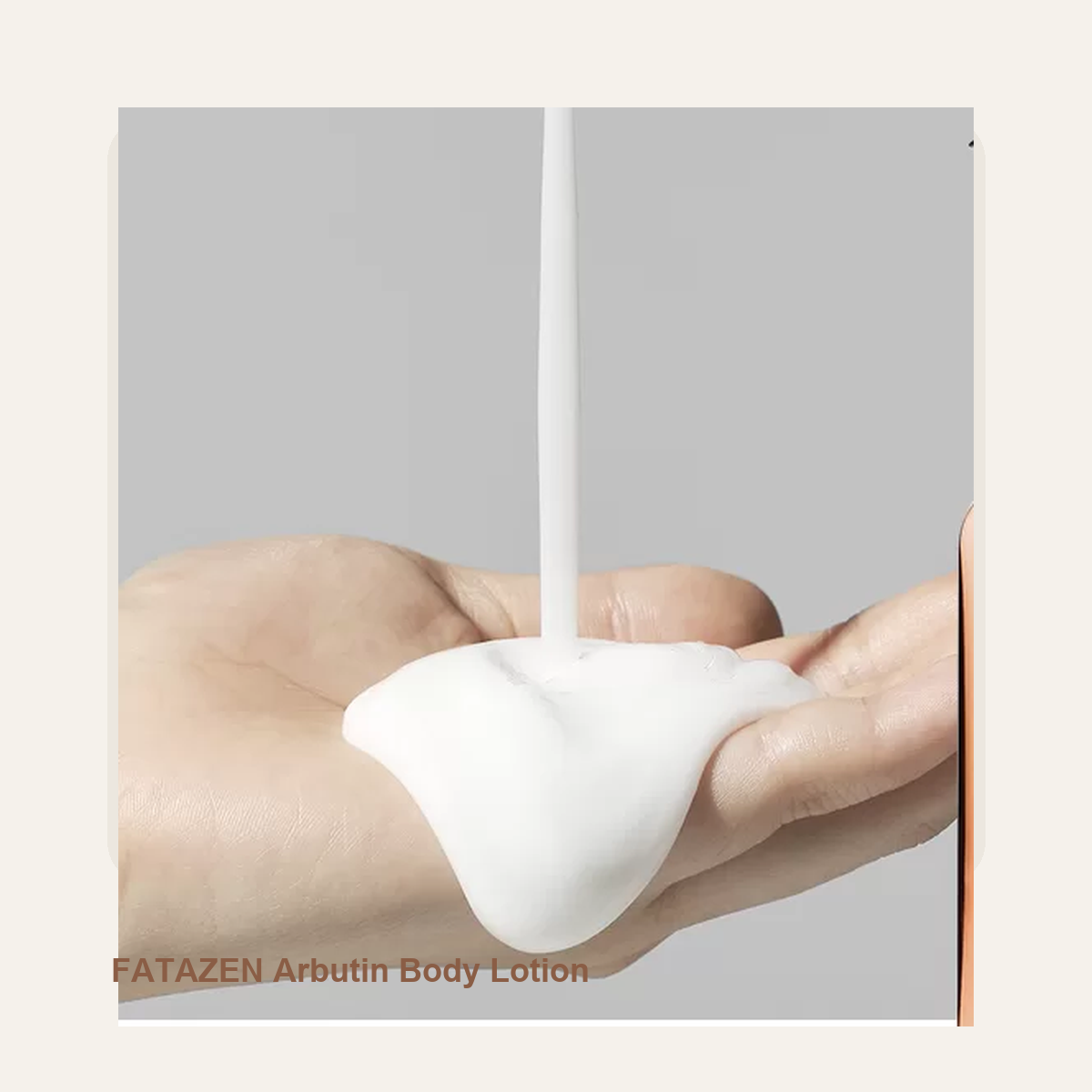 FATAZEN Arbutin Body Lotion texture shown in the palm