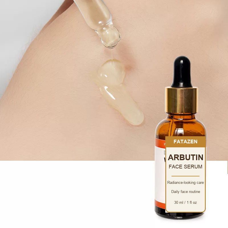 FATAZEN Arbutin Face Serum bottle beside a lightweight texture swatch