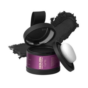 Open FATAZEN black hairline touch-up powder compact with applicator
