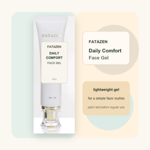 FATAZEN Daily Comfort Face Gel tube on a clean routine background