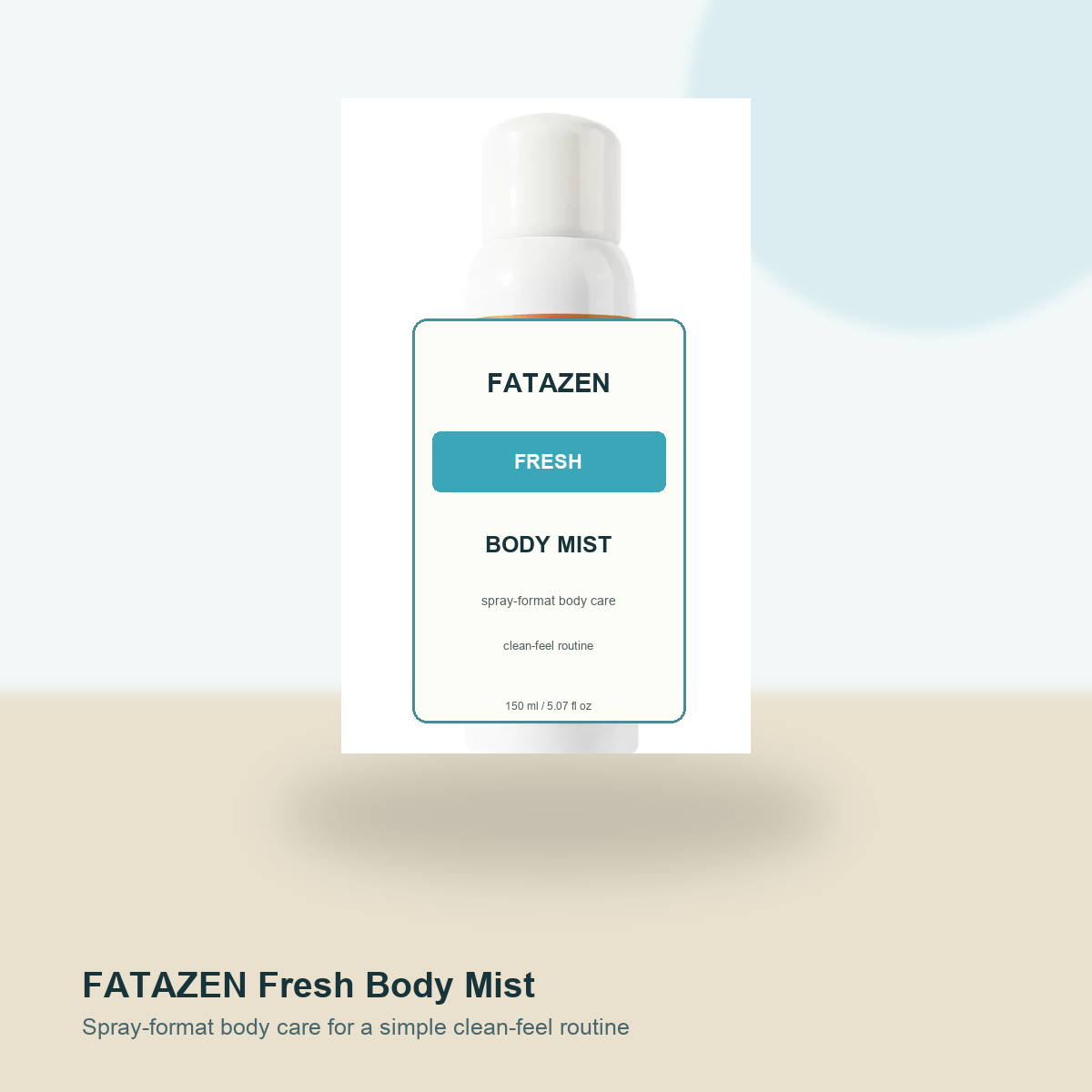 FATAZEN Fresh Body Mist bottle on a clean blue display