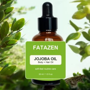 FATAZEN Jojoba Body and Hair Oil bottle in a clean routine packshot