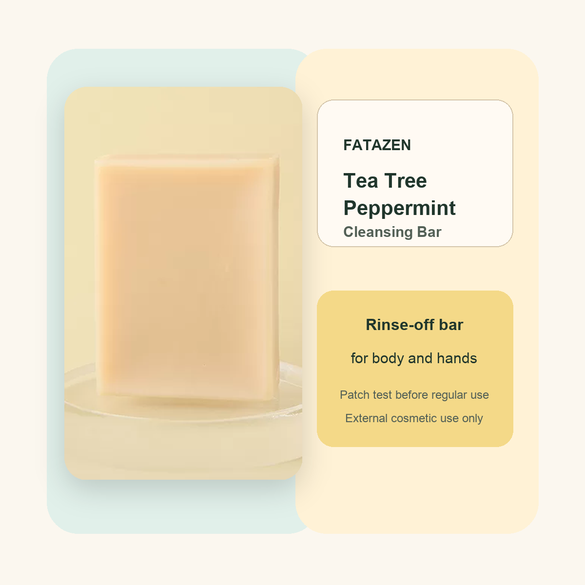 FATAZEN Tea Tree Peppermint Cleansing Bar for body and hand routines